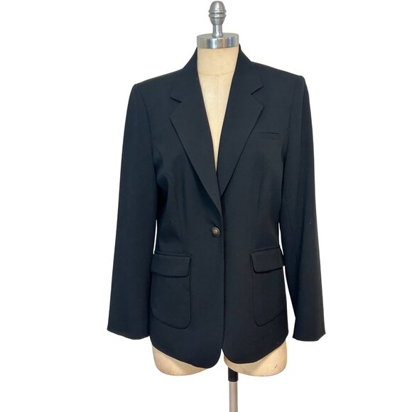 CAbi #725 One-Button Black Suit Coat Blazer with Printed Lining Size 10 - Picture 1 of 5
